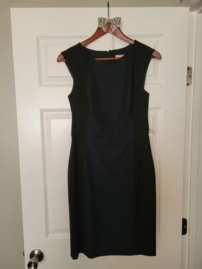 Banana Republic Black and Navy Colorblock Midi Sheath Dress